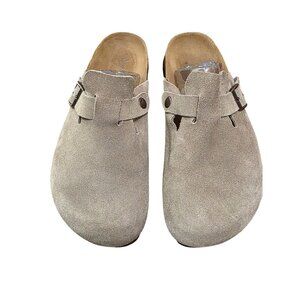 Birkenstock Betula Boston Taupe Suede Tan Mule Clogs Slip-On Sandals Size W9/M7